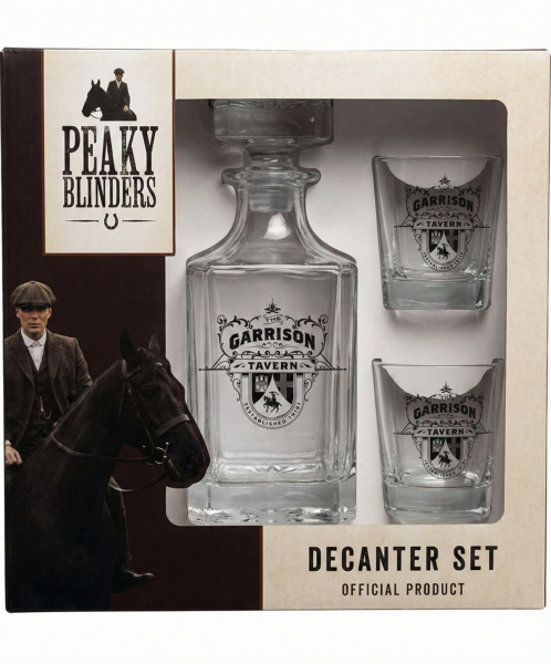 PEAKY BLINDERS Viski Seti - Özel Dökme Cam Şişe 2 Bardak